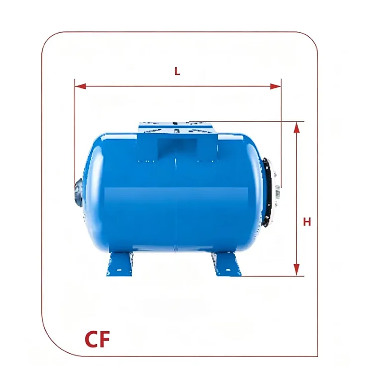 Tanques de expansión de membrana reemplazables horizontales serie CF (acero al carbono): 19 L a 100 L